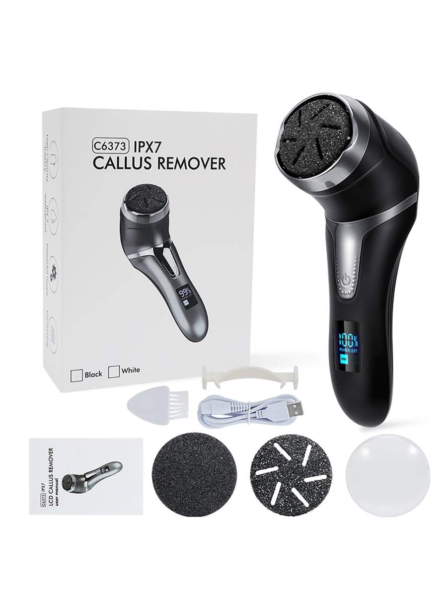 1pc Usb Rechargeable 1200mah Portable Electric Foot File With Vacuum Function, 2 Speed Settings, High Battery Life, High-speed 2200rpm, Digital Display Screen, Black Color