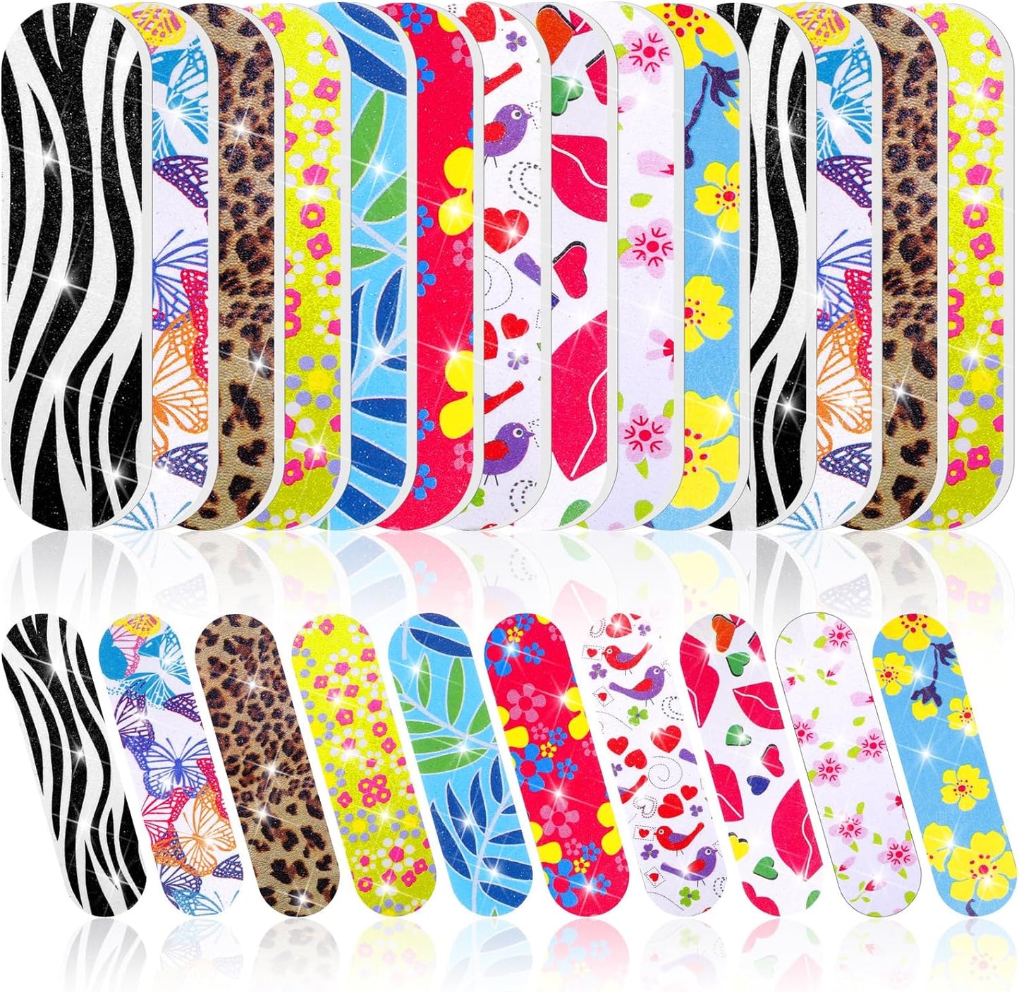 100 Pack Nail Files Double Sided Emery Boards Manicure Tools (Vibrant Style)