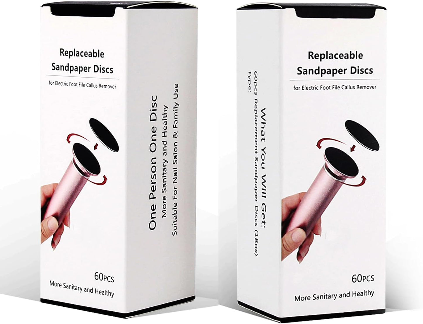 120pcs Foot File Sandpaper Discs Refill for Electric Callus Remover Dead Skin Removal (60pcs Rough 80 Grit + 60pcs Smooth 180 Grit)