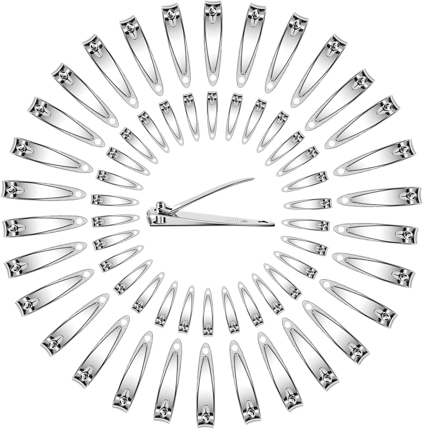 120 Pieces Nail Clipper Set Flat Toenail Clippers Stainless Steel Fingernails Manicure Pedicure Sturdy Silver Small Trimmer Portable Bulk for Men Women Homeless Care Package Supplies