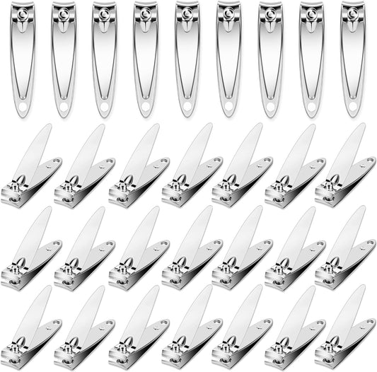 30 Pack Fingernail Clipper Toenail Clippers,Stainless Steel Nail Clippers in Bulk,Portable Nail Cutter Manicure Kit Toe Nail Clippers for Women Man Adult Homeless Care
